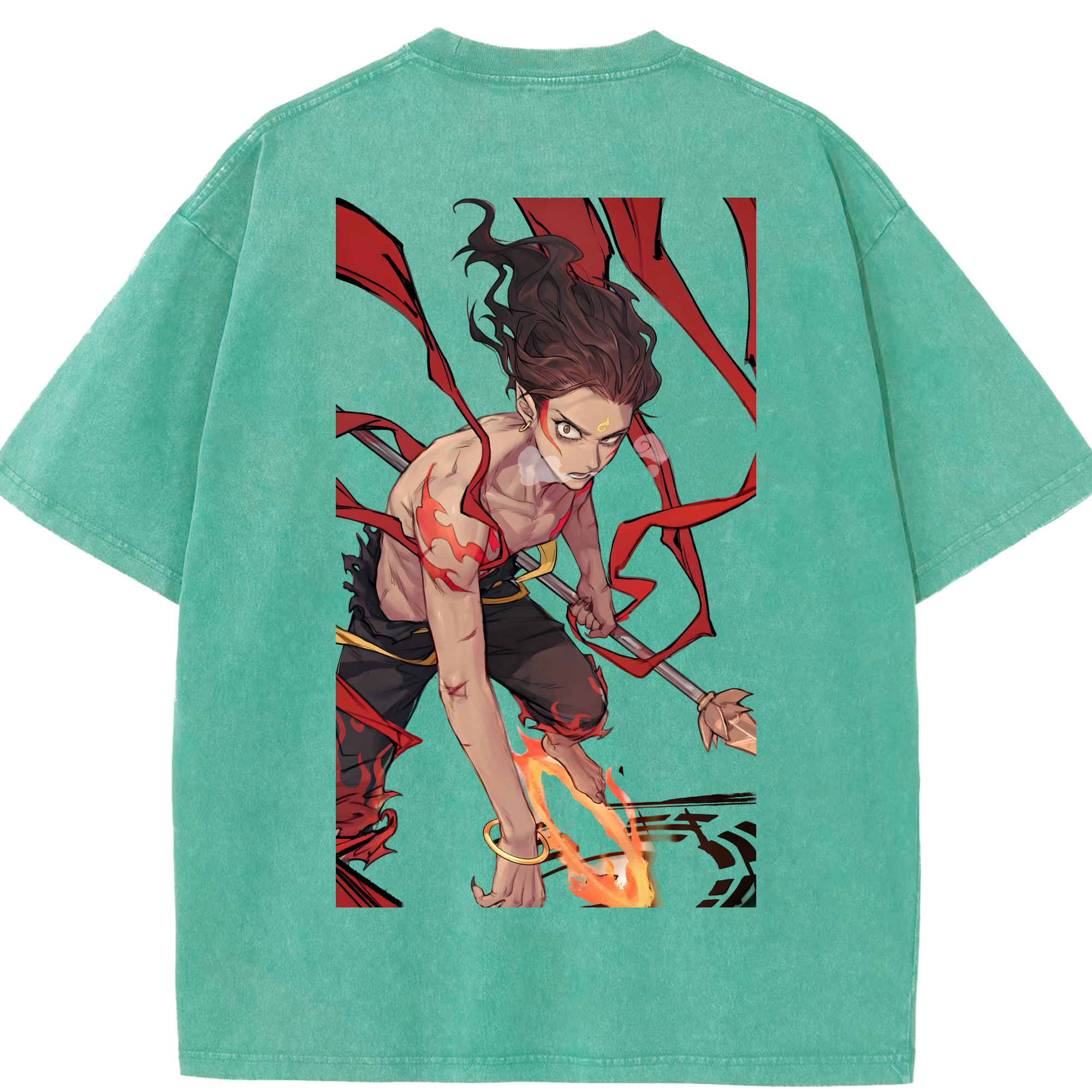 （画像用） Ne Zha 2 ナタ 魔童の大暴れ 綿100% ヴィンテージ風 半袖Tシャツ（背面プリント）